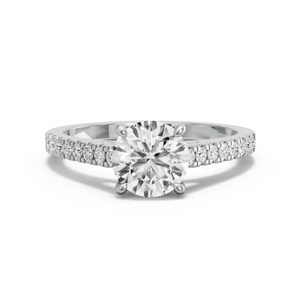 Image for Round Classic Basket Ring with Cathedral Pave band