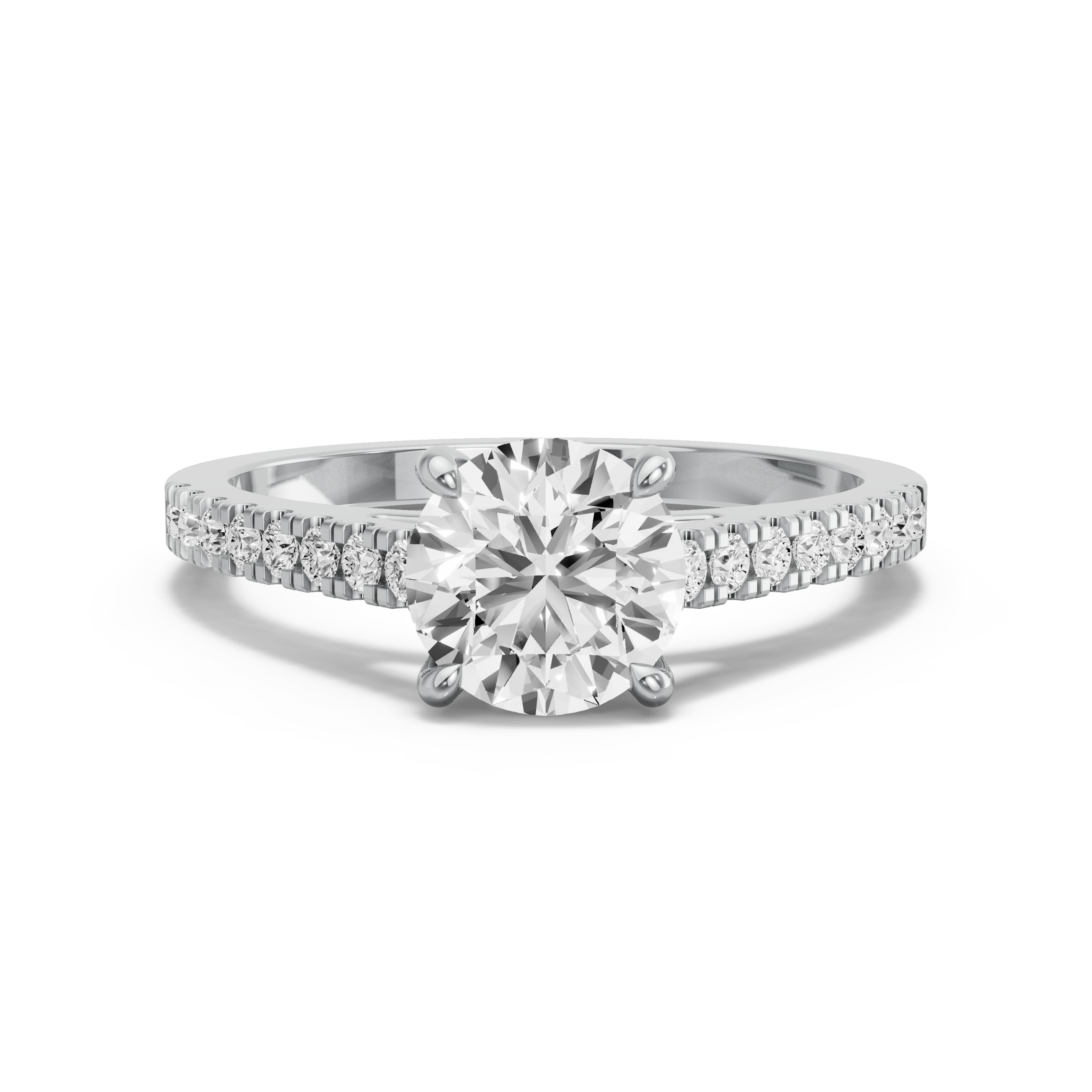 Image for Round Classic Basket Ring with Cathedral Pave band