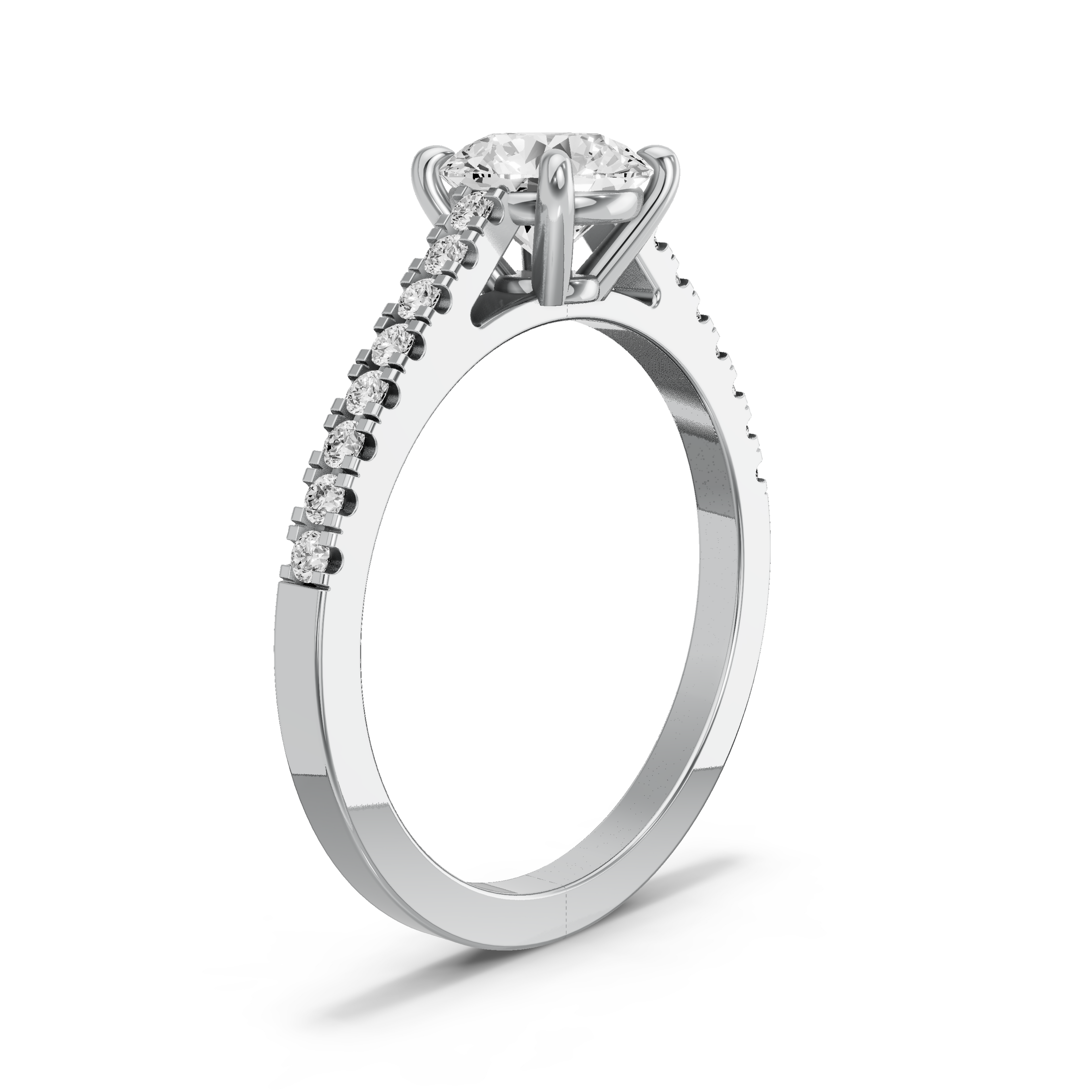 Image for Round Classic Basket Ring with Cathedral Pave band