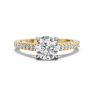 Image for Round Classic Basket Ring with Cathedral Pave band in 18K Two Tone Yellow Gold