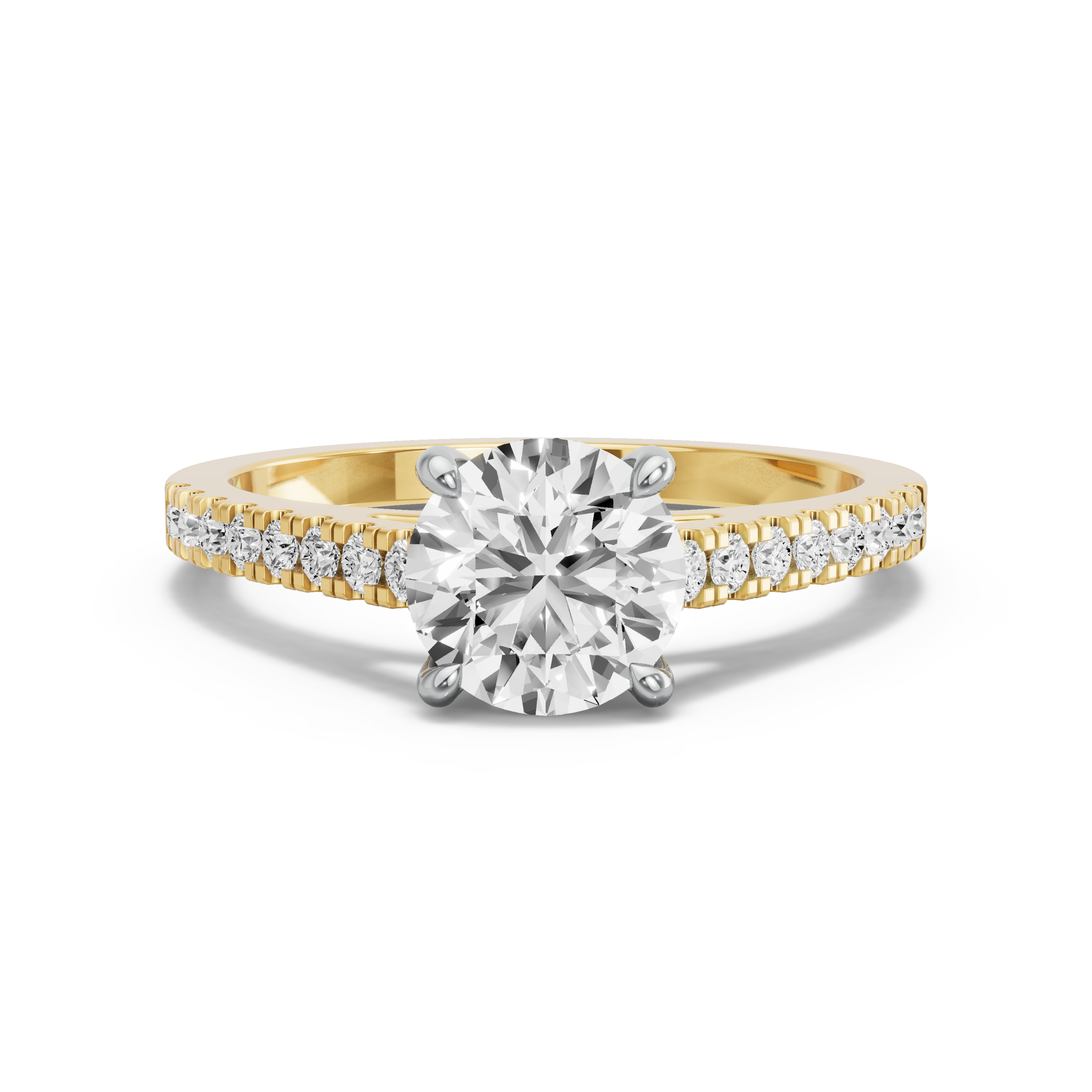 Image for Round Classic Basket Ring with Cathedral Pave band