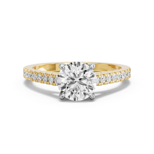 Image for Round Classic Basket Ring with Cathedral Pave band