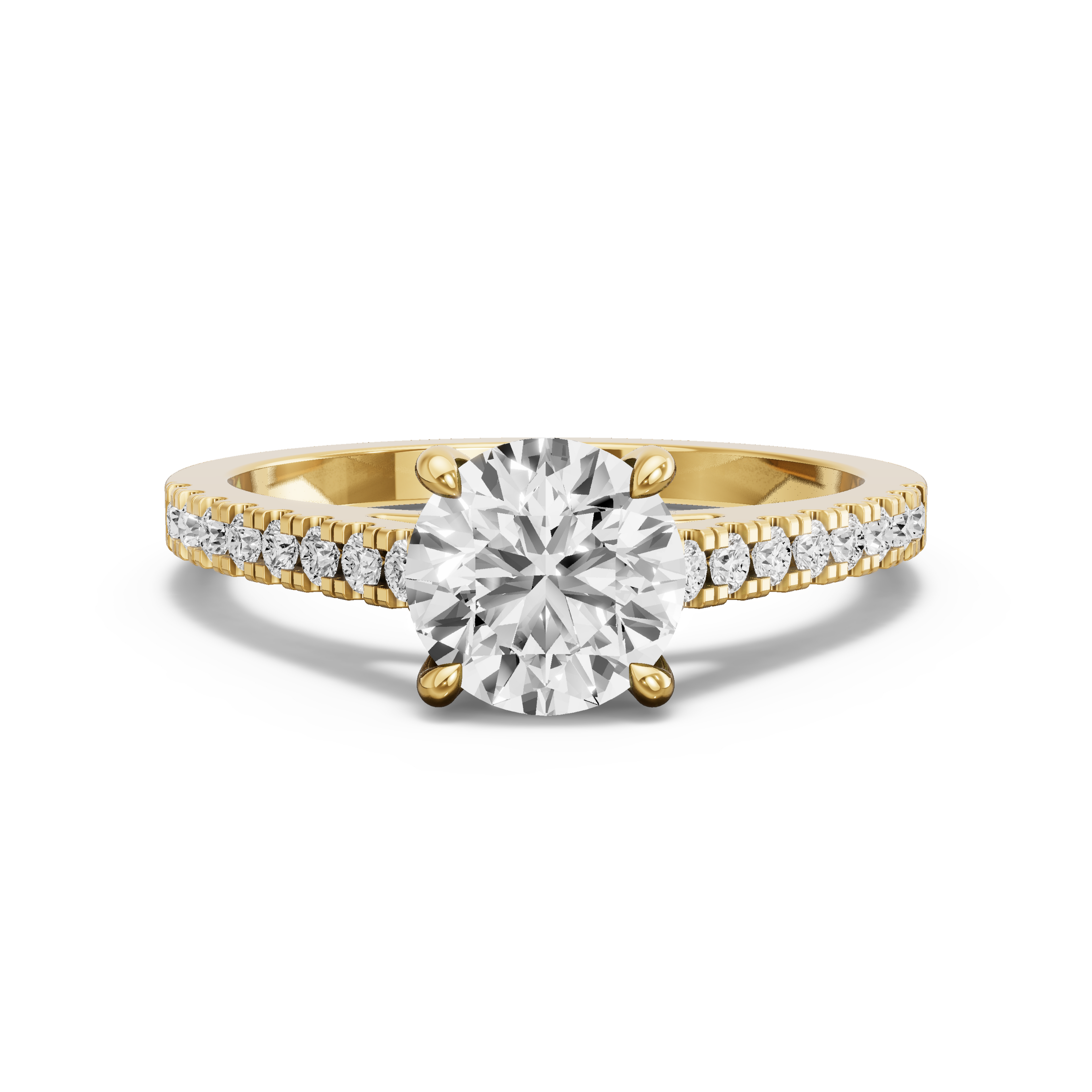 Image for Round Classic Basket Ring with Cathedral Pave band