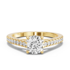 Image for Round Classic Basket Ring with Cathedral Pave band