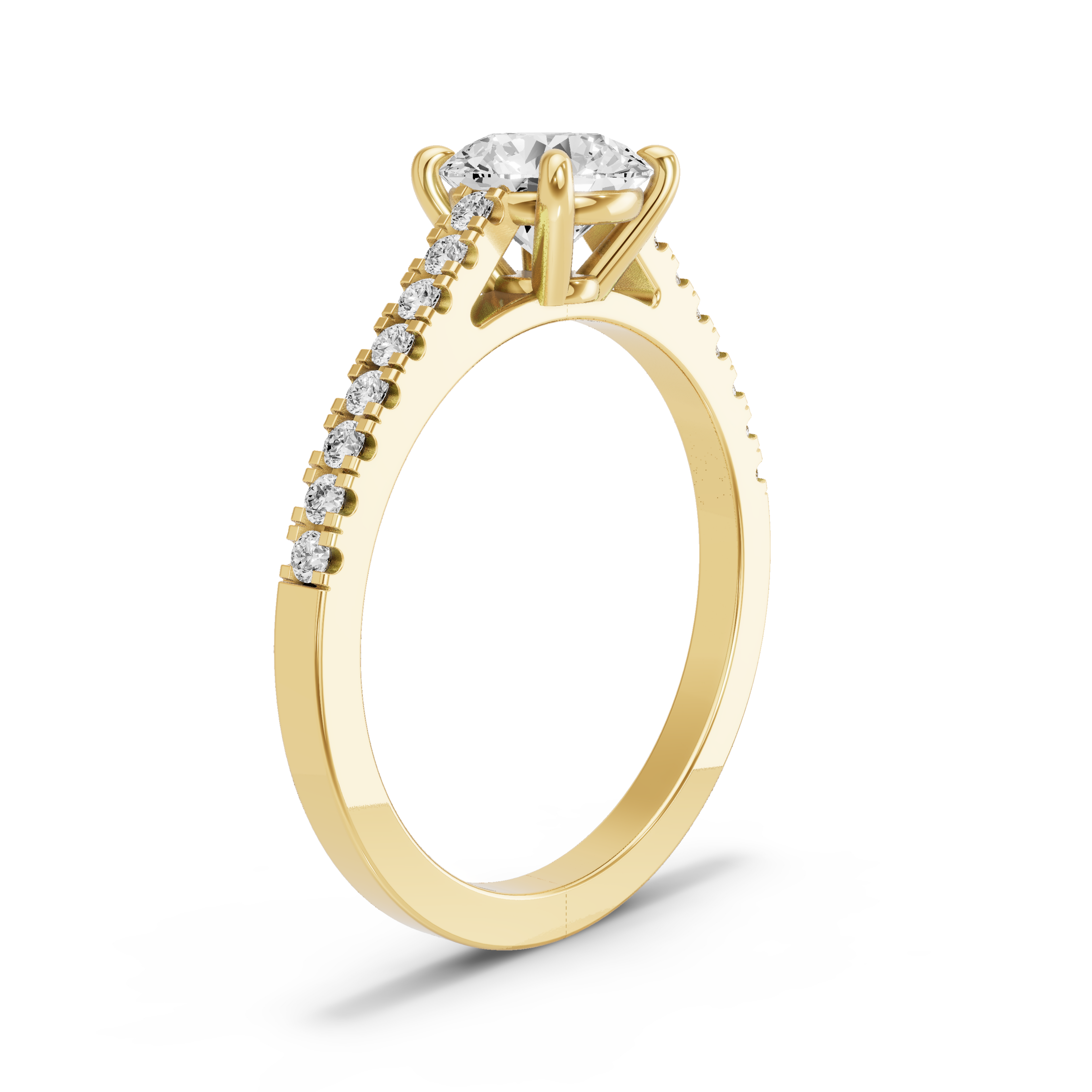 Image for Round Classic Basket Ring with Cathedral Pave band