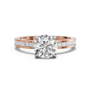 Image for Round Classic Basket Ring with Channel band in 18K Two Tone Rose Gold