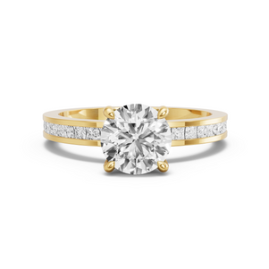 Image for Round Classic Basket Ring with Channel band in 18K Yellow Gold