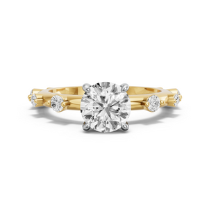 Image for Round Classic Basket Ring with Floating Station band in 18K Two Tone Yellow Gold