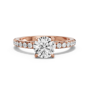 Image for Round Classic Basket Ring with French Pave band