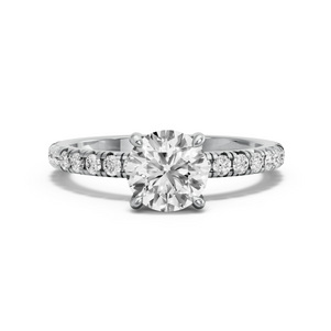 Image for Round Classic Basket Ring with French Pave band in 950 Platinum