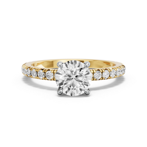 Image for Round Classic Basket Ring with French Pave band