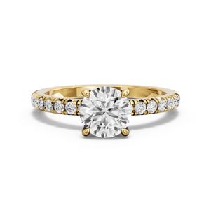 Image for Round Classic Basket Ring with French Pave band