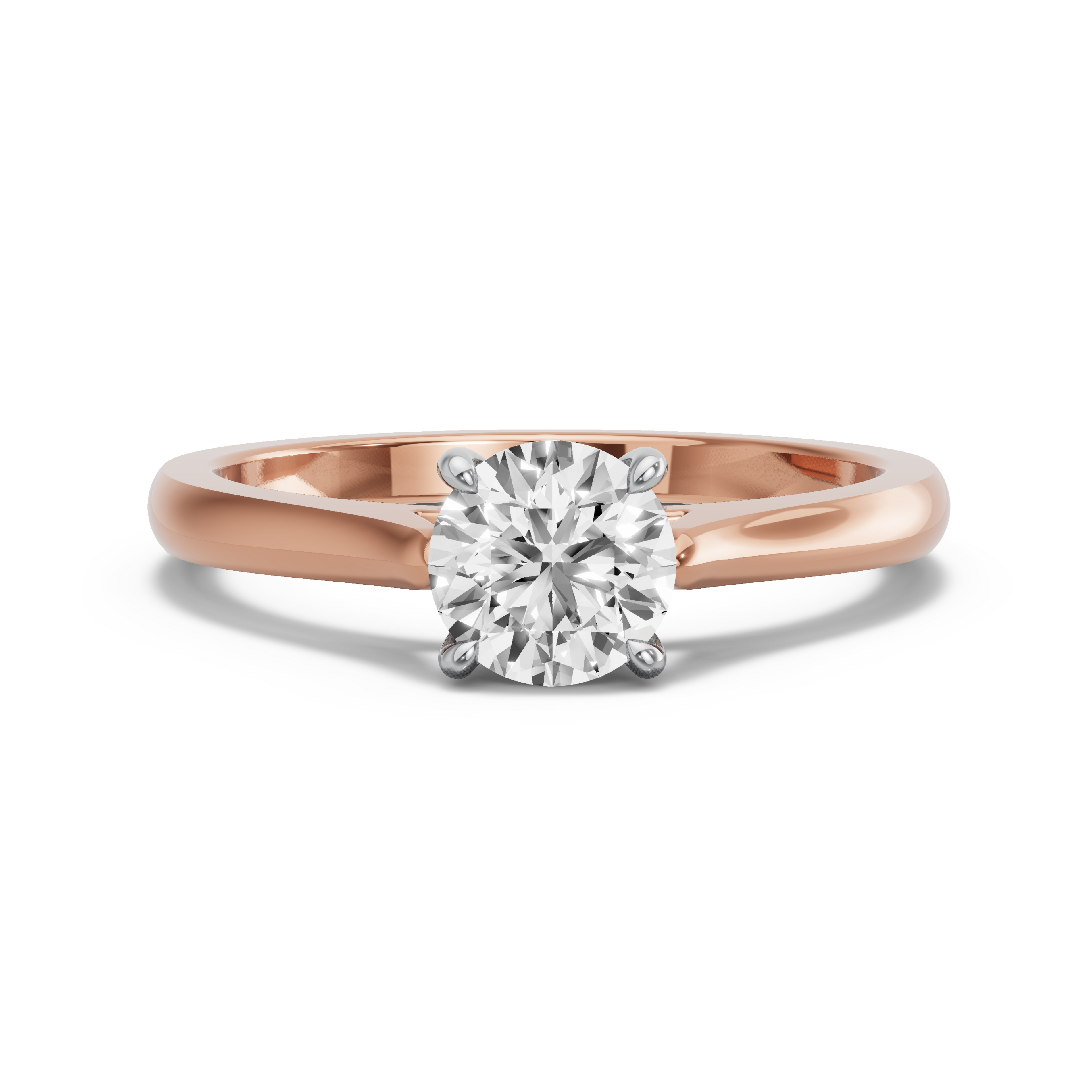 Image for Round Classic Basket Ring with Knife Edge Cathedral band in 10K Two Tone Rose Gold