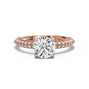 Image for Round Classic Basket Ring with Knife Edge Pave band