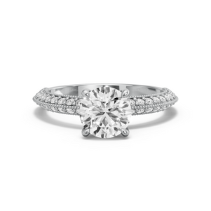 Image for Round Classic Basket Ring with Knife Edge Pave band