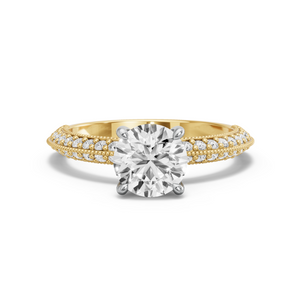 Image for Round Classic Basket Ring with Knife Edge Pave band