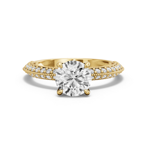 Image for Round Classic Basket Ring with Knife Edge Pave band