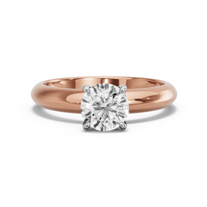 Image for Round Classic Basket Ring with Knife Edge Solitaire band in 14K Two Tone Rose Gold