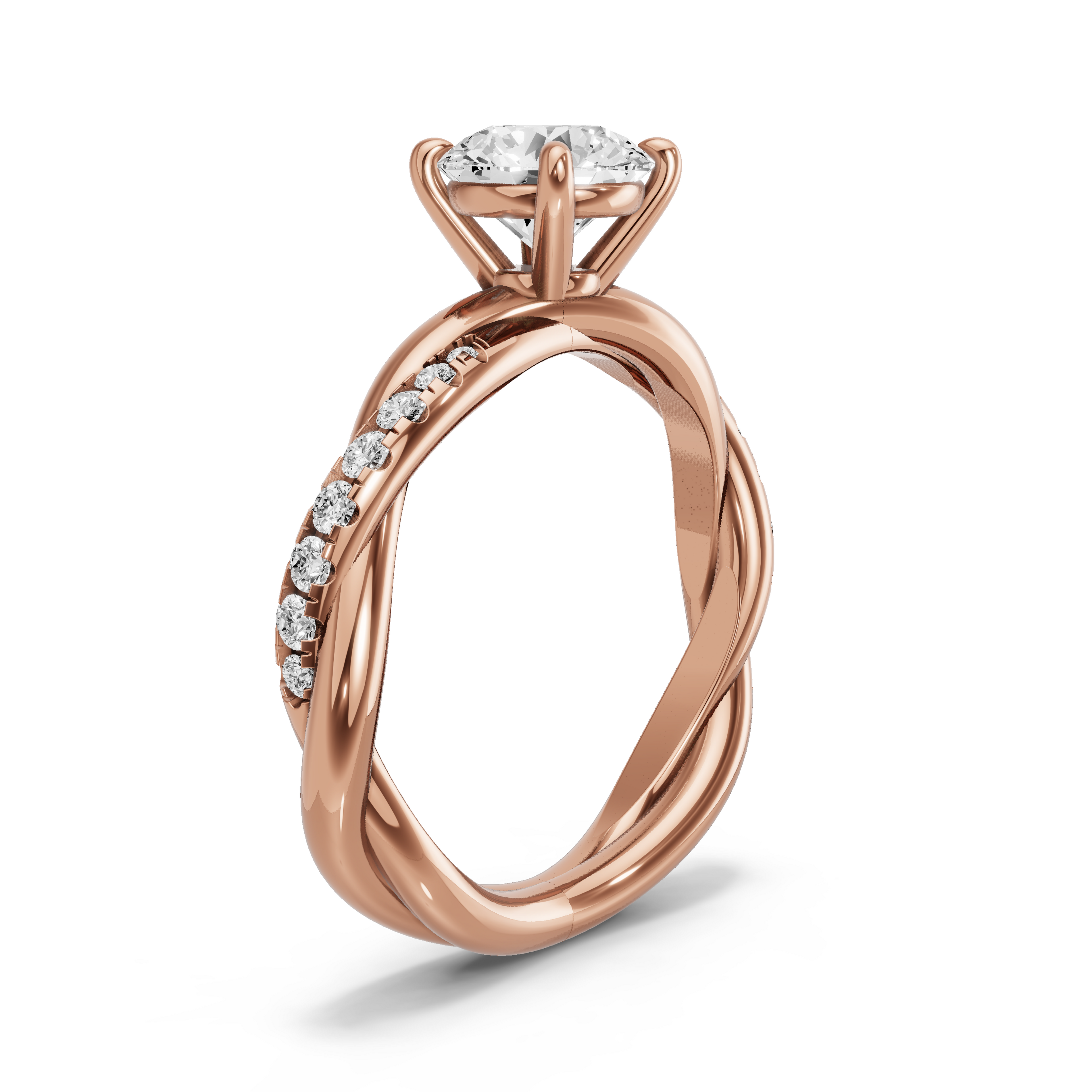 Image for Round Classic Basket Ring with Rope Pave band
