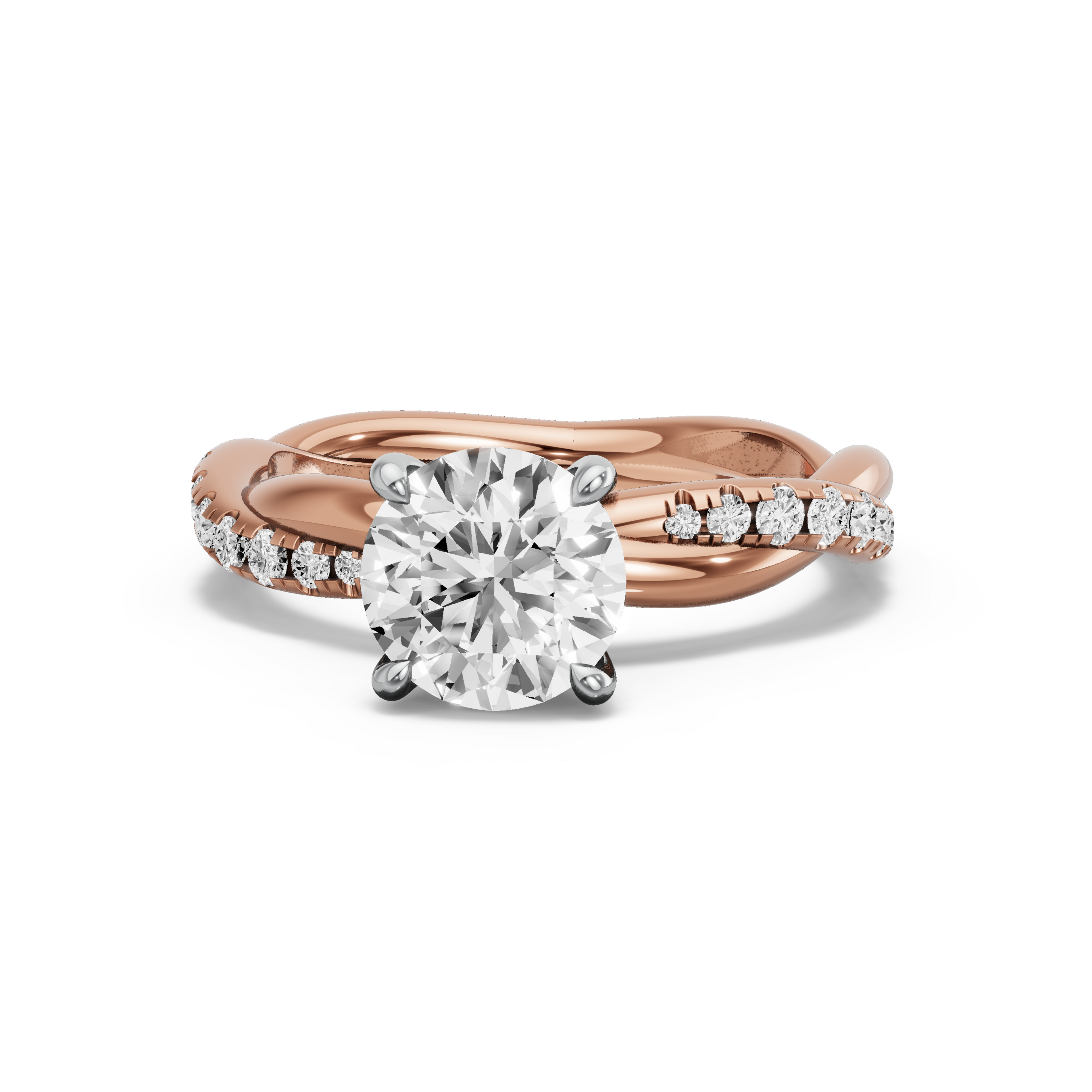 Image for Round Classic Basket Ring with Rope Pave band