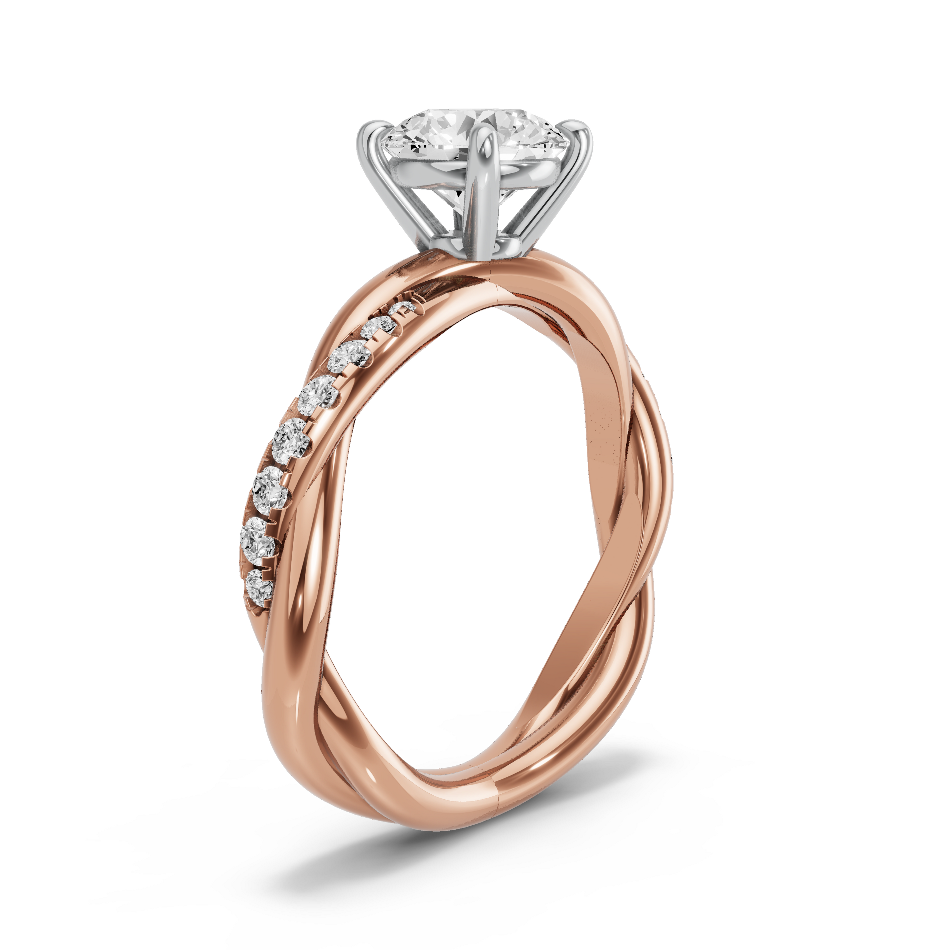 Image for Round Classic Basket Ring with Rope Pave band