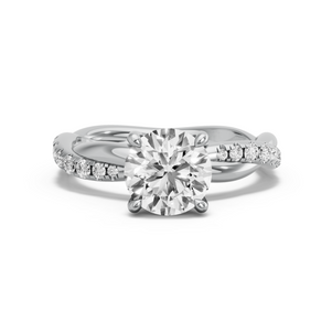 Image for Round Classic Basket Ring with Rope Pave band in 18K White Gold