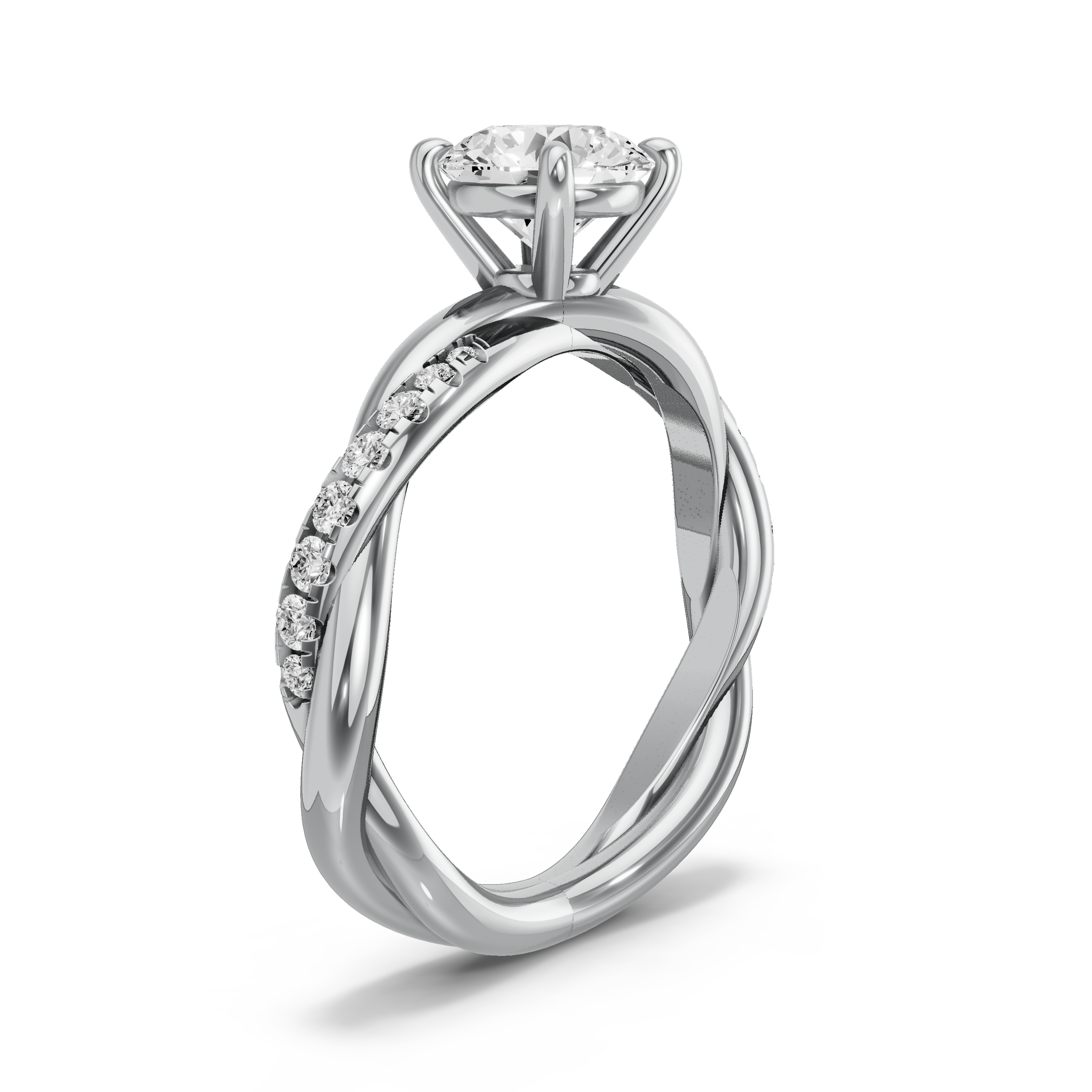 Image for Round Classic Basket Ring with Rope Pave band