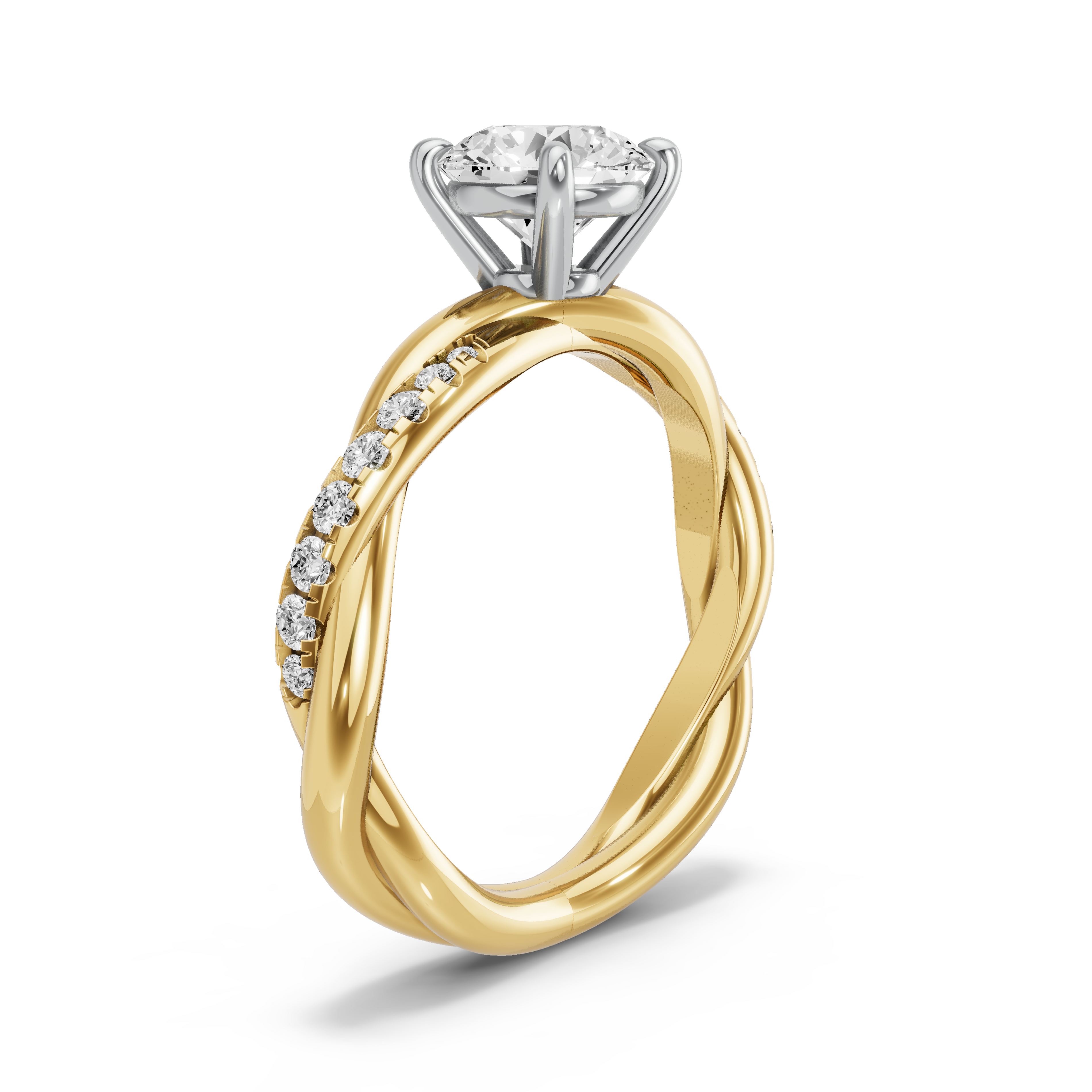 Image for Round Classic Basket Ring with Rope Pave band