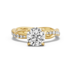 Image for Round Classic Basket Ring with Rope Pave band in 18K Yellow Gold