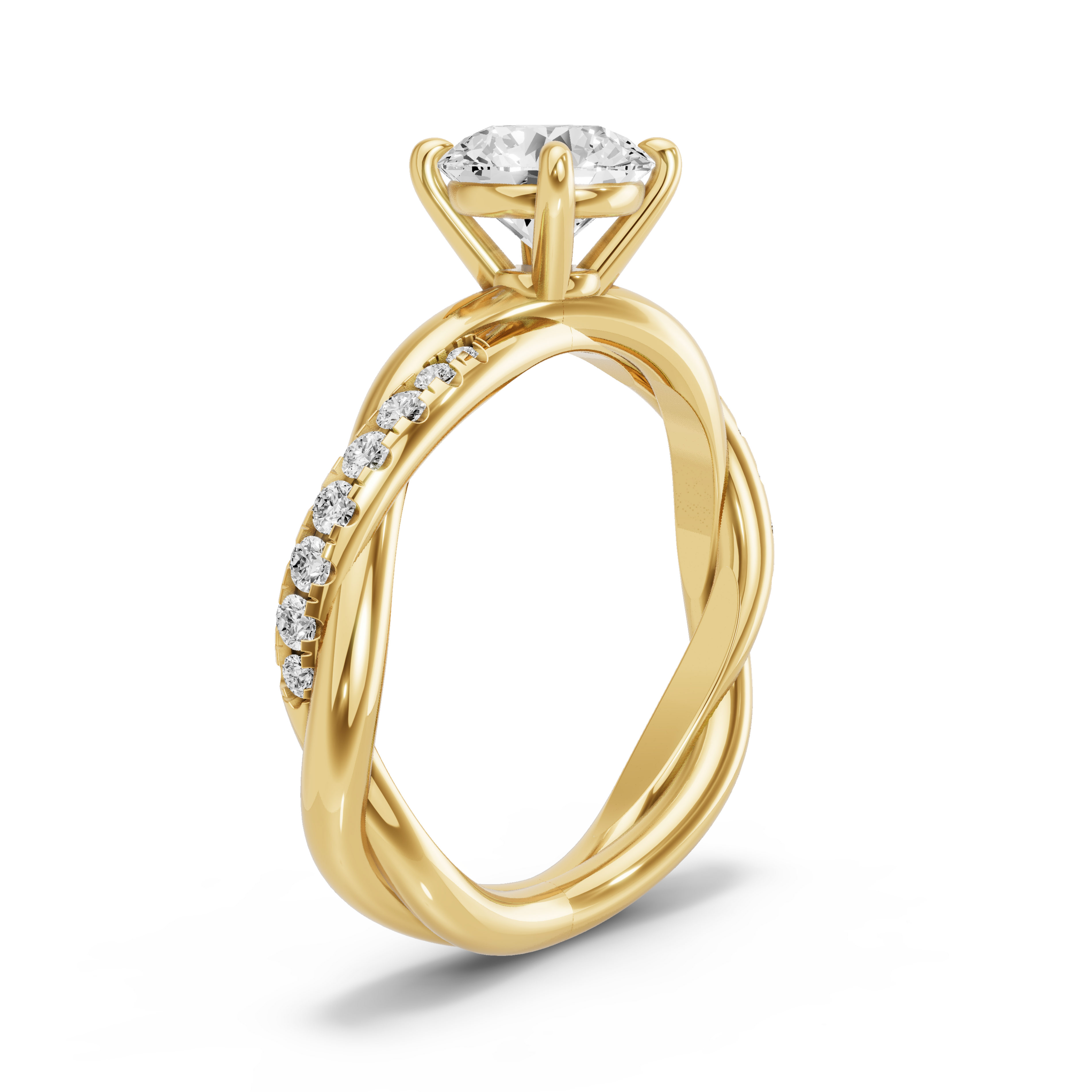 Image for Round Classic Basket Ring with Rope Pave band
