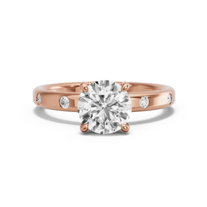 Image for Round Classic Basket Ring with Sleek Accent band in 18K Rose Gold