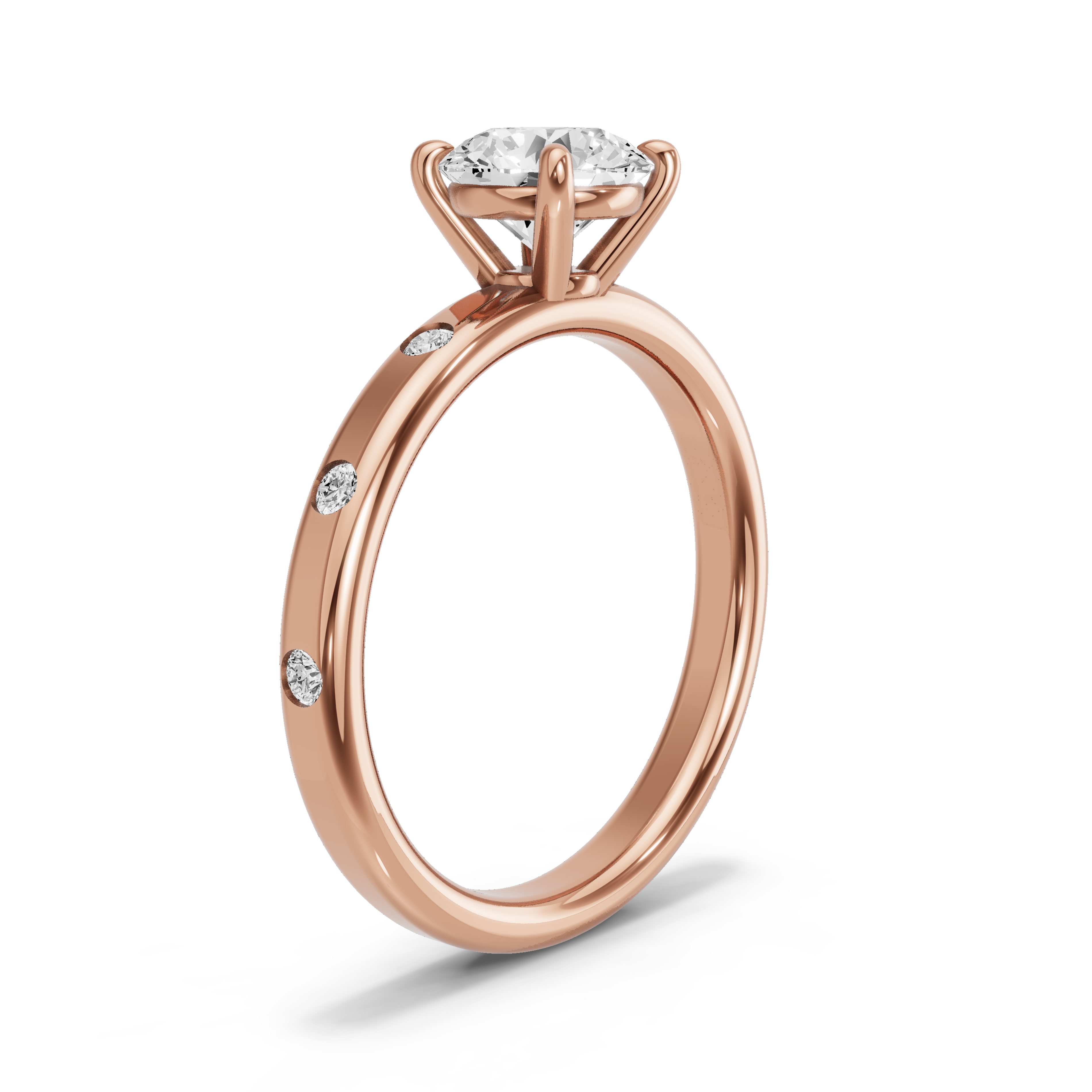 Image for Round Classic Basket Ring with Sleek Accent band in 10K Rose Gold