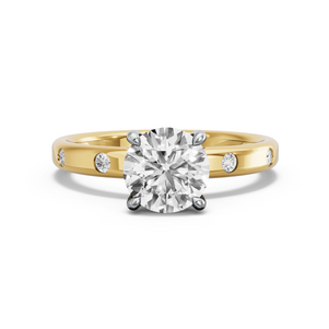 Image for Round Classic Basket Ring with Sleek Accent band in 14K Two Tone Yellow Gold