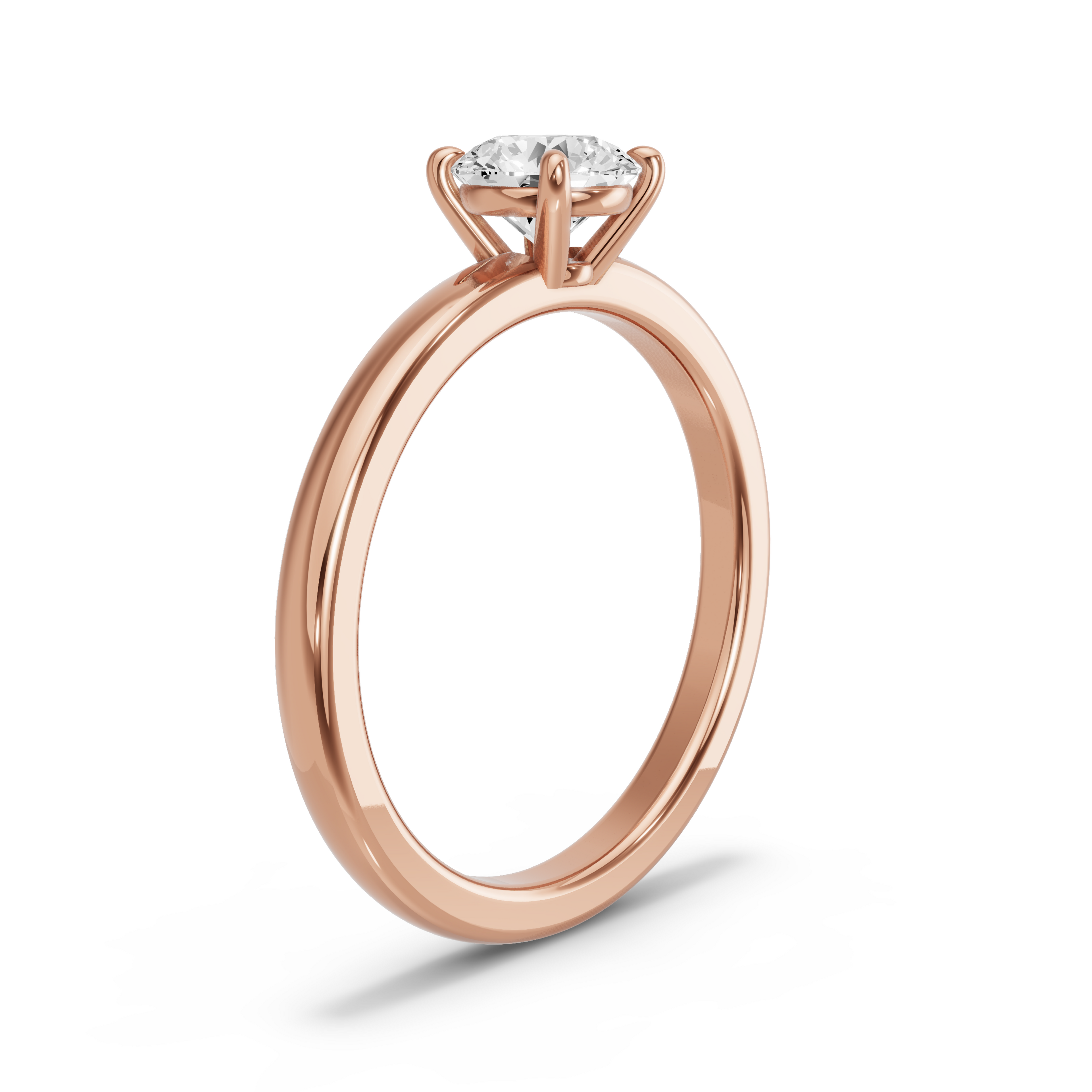 Image for Round Classic Basket Ring with Solitaire band in 10K Rose Gold