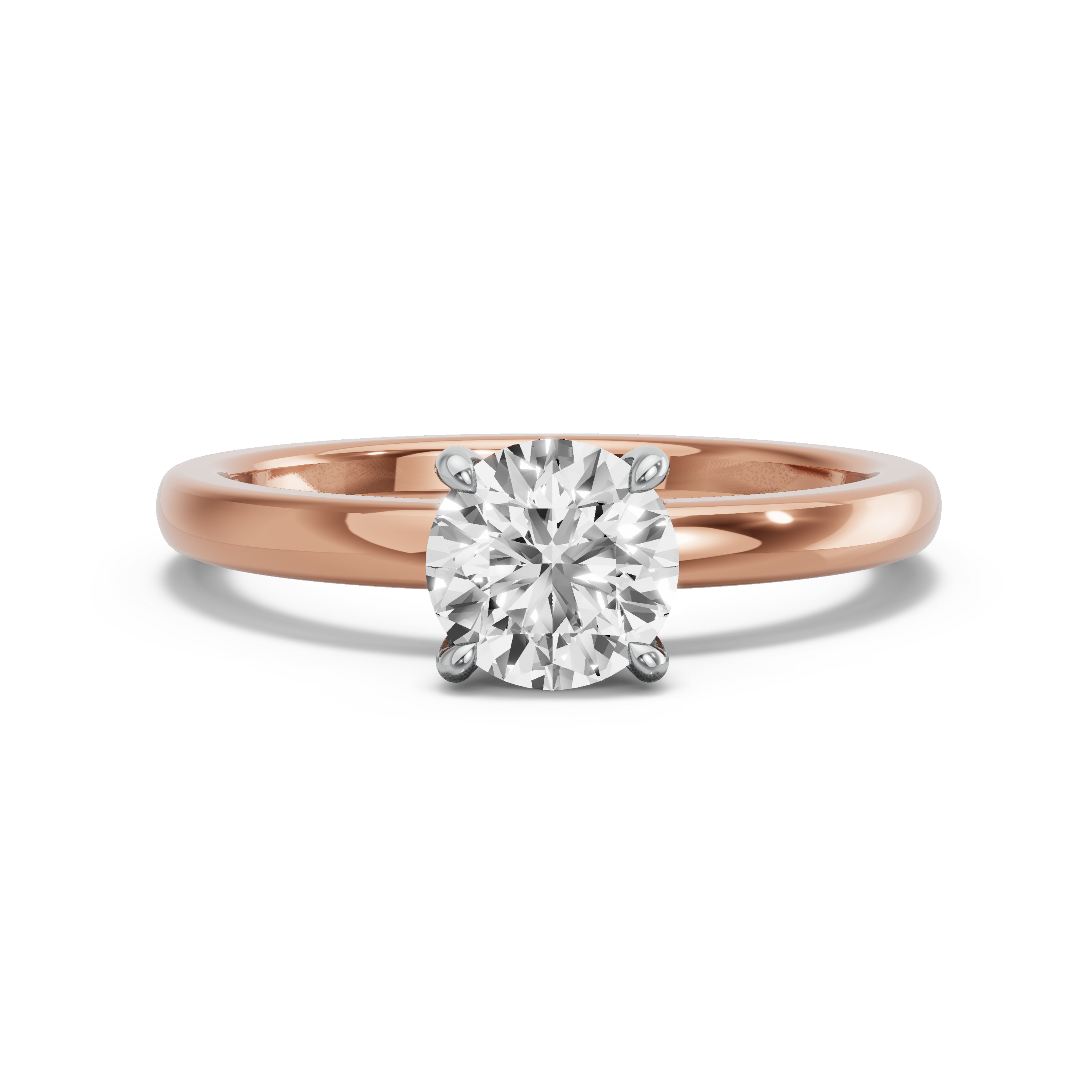 Image for Round Classic Basket Ring with Solitaire band in 14K Two Tone Rose Gold