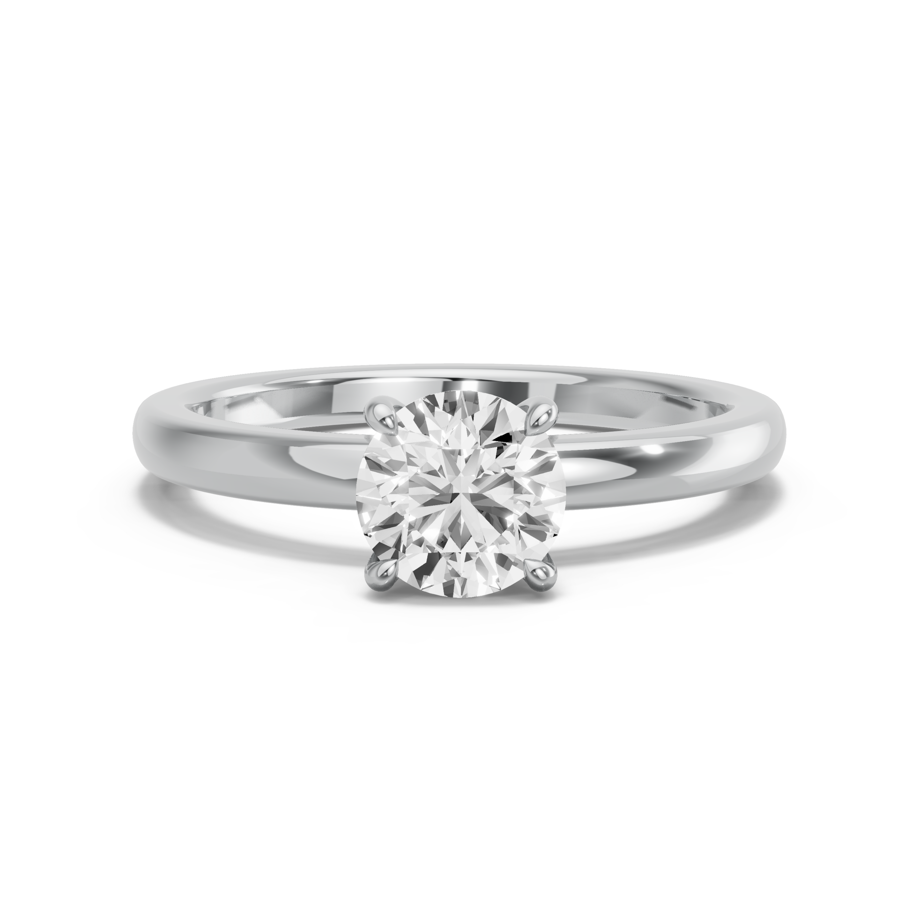Image for Round Classic Basket Ring with Solitaire band in 18K White Gold