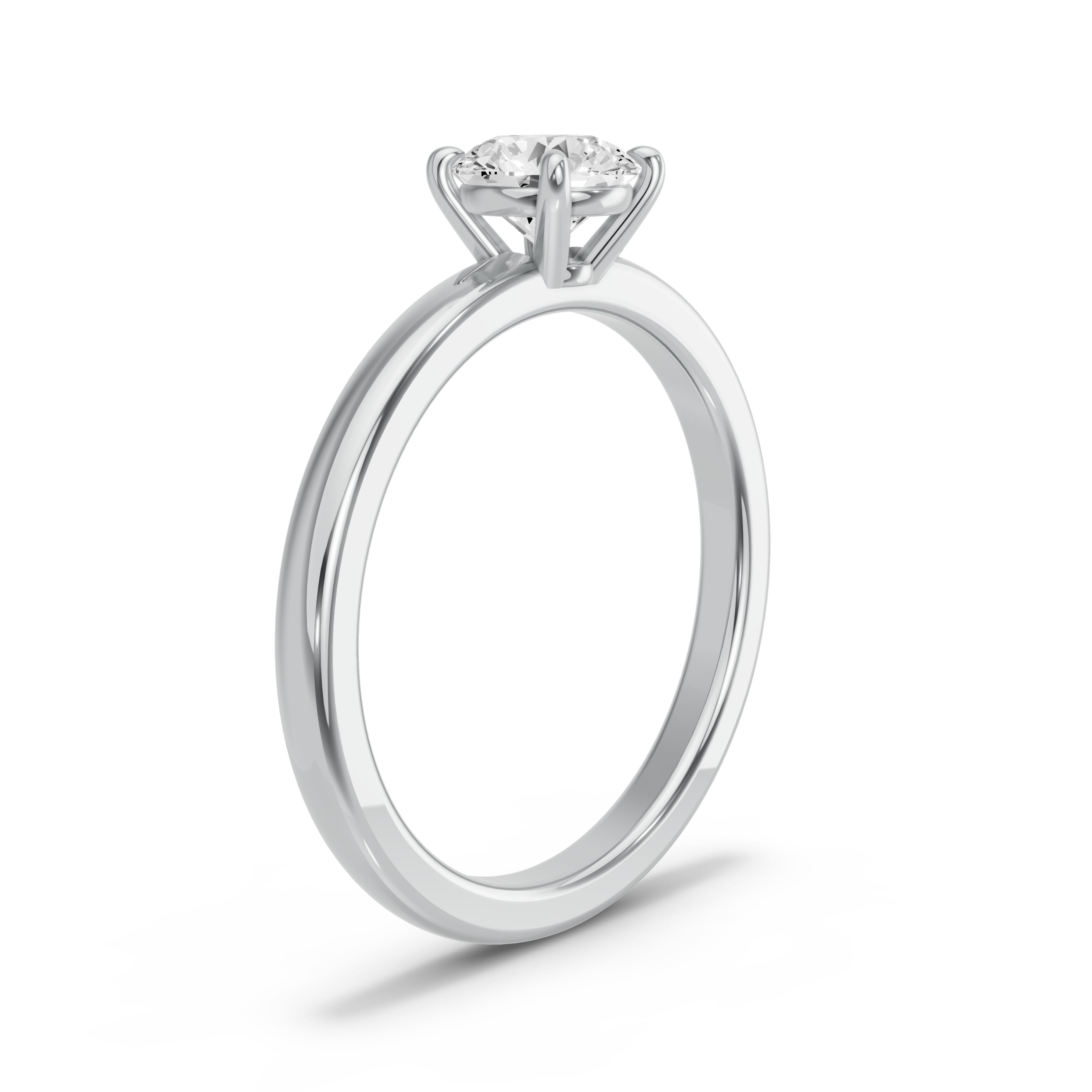 Image for Round Classic Basket Ring with Solitaire band in 14K White Gold