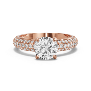 Image for Round Classic Basket Ring with Triple Row Pave band