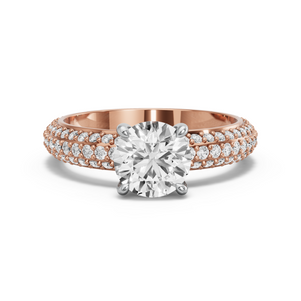 Image for Round Classic Basket Ring with Triple Row Pave band