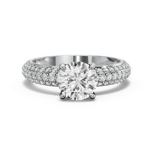 Image for Round Classic Basket Ring with Triple Row Pave band