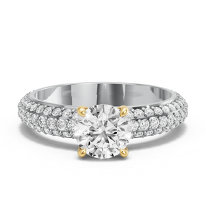 Image for Round Classic Basket Ring with Triple Row Pave band