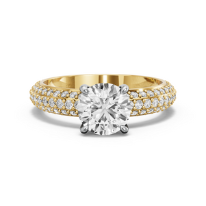 Image for Round Classic Basket Ring with Triple Row Pave band