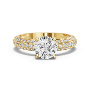 Image for Round Classic Basket Ring with Triple Row Pave band
