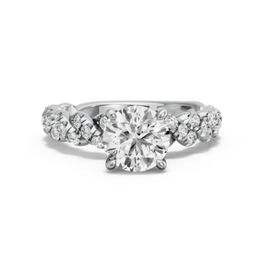 Image for Round Classic Basket Ring with Twist Pave band