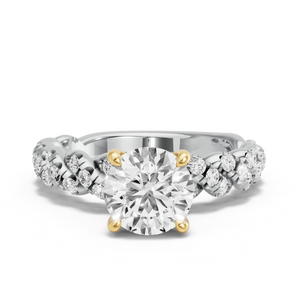 Image for Round Classic Basket Ring with Twist Pave band