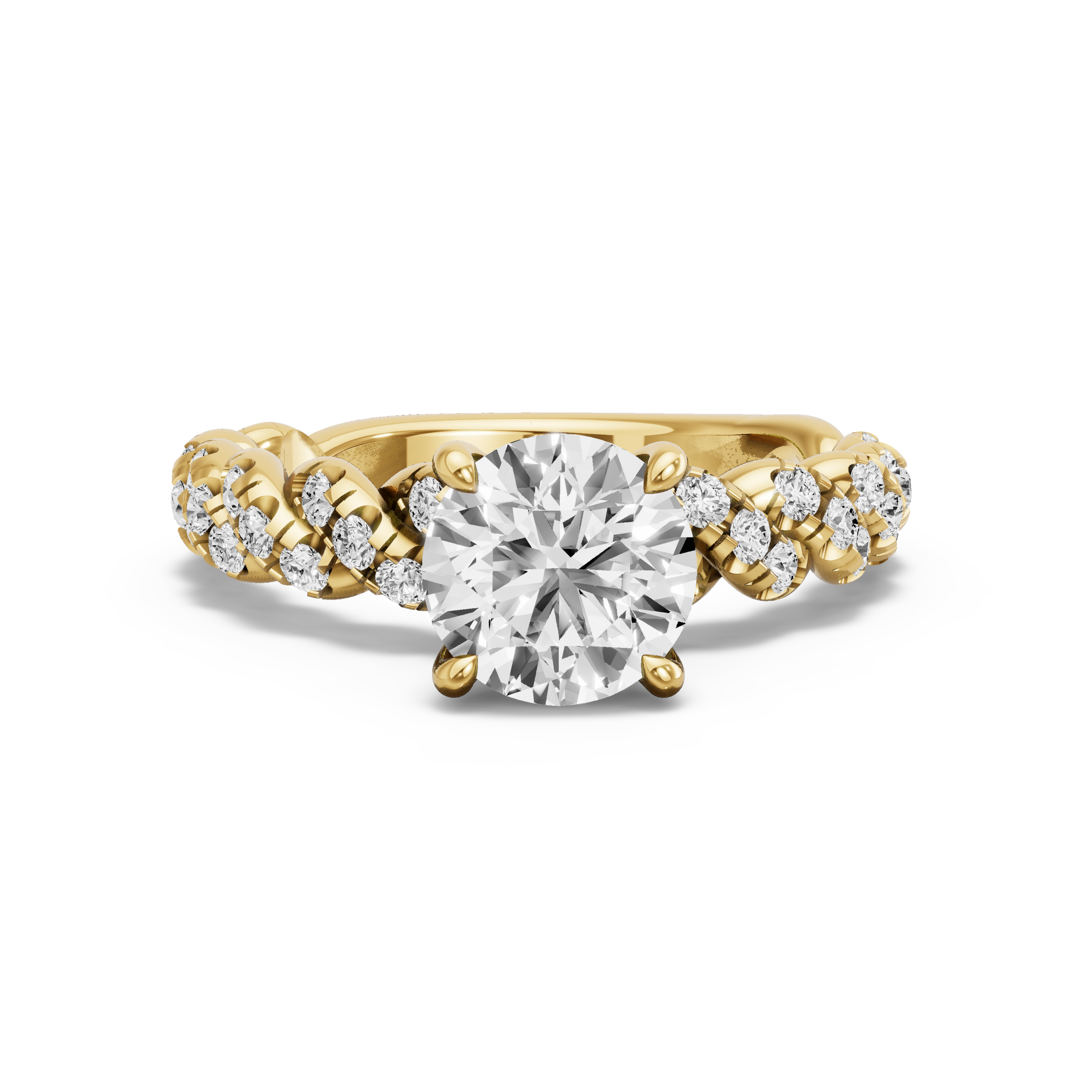 Image for Round Classic Basket Ring with Twist Pave band