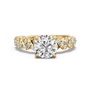 Image for Round Classic Basket Ring with Twist Pave band in 18K Yellow Gold
