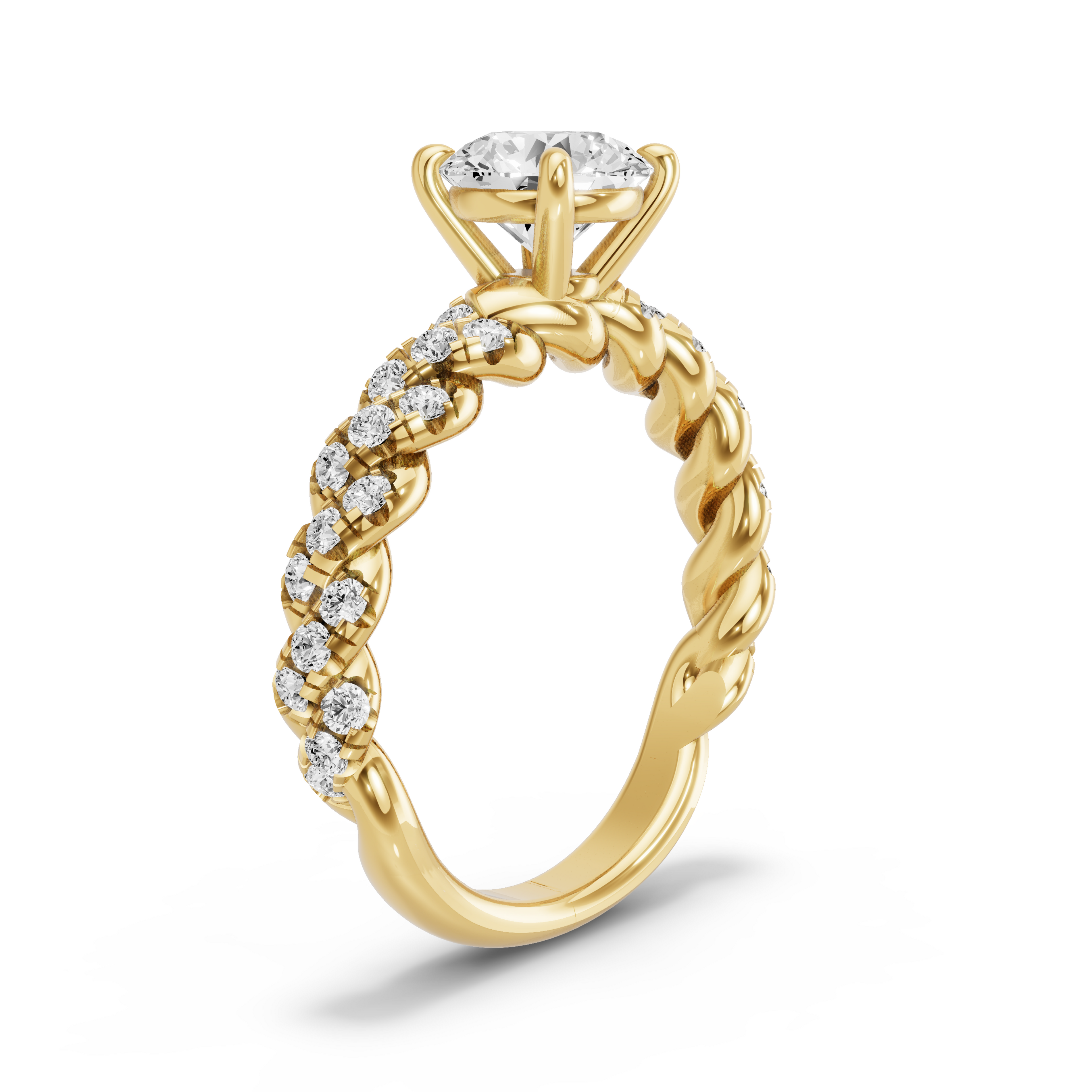 Image for Round Classic Basket Ring with Twist Pave band