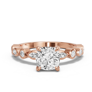 Image for Square Cushion Classic Basket Ring with Alternating Marquise band