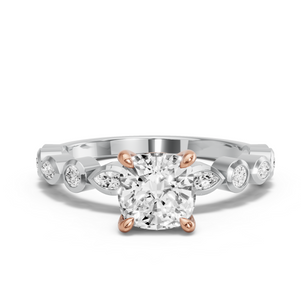 Image for Square Cushion Classic Basket Ring with Alternating Marquise band